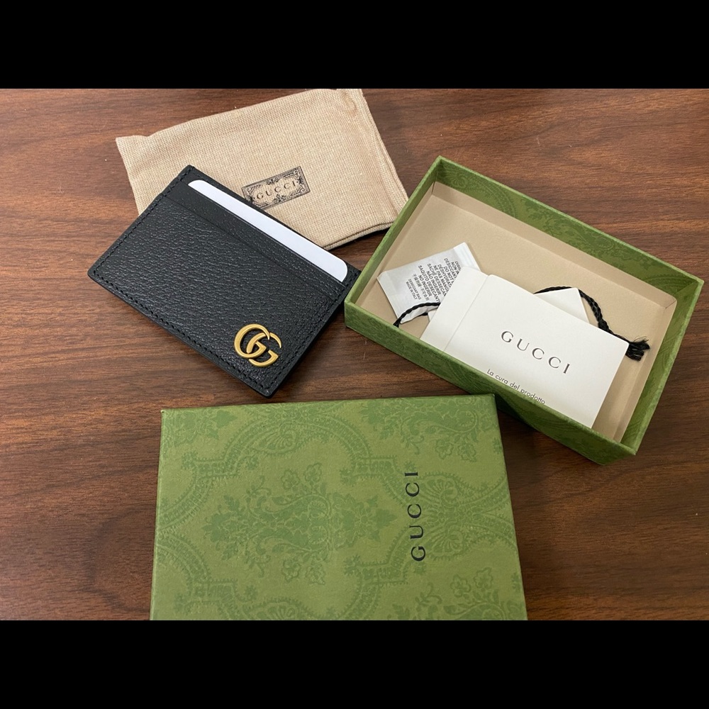 Gucci marmont leather money clip card holder